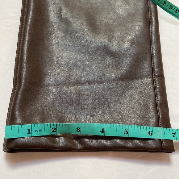 Abercrombie &Fitch The 90s Straight Faux Leather High Rise Pants Rich Br… - Picture 7 of 11